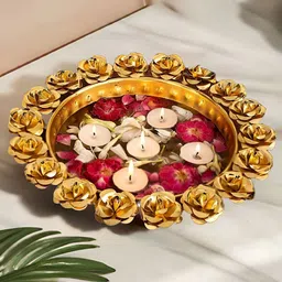 Special You Gold Toned Metal Urli Decorative Bowl-image-43