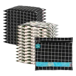 Kuber Industries Black & Green 24 Pieces Printed Cotton Regular Saree Organisers-picture-23