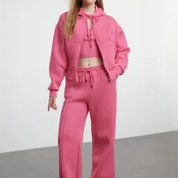 Trendyol Hooded Pure Cotton Sweatshirt & Crop Top With Trouser image 1