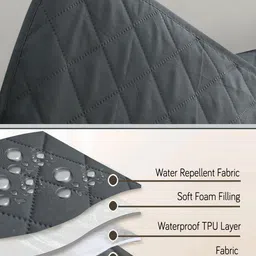 HOKIPO Grey Polyester 2 Piece Sofa Cover With Arms image 2