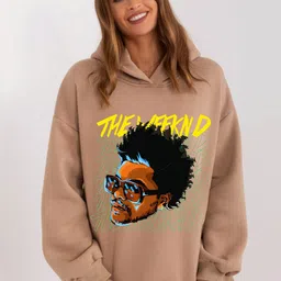 RAYACLOSET Women Printed Hooded Sweatshirt image 1