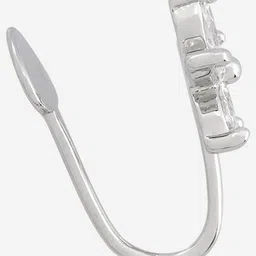 Kushal's Fashion Jewellery Rhodium-Plated CZ-Stone Studded Floral Design Stud Nosepin image 4