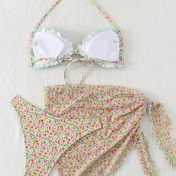 LULU & SKY Floral Printed Swim Bikini Top & Bottom With Cover-Up Sarong image 2