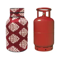 HOMESTIC Maroon & Beige Printed Dust-Proof Cylinder Cover With Zip Closure image 3