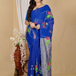 PuJoy Ethnic Motifs Pure Cotton Handloom Taant Saree-picture-24
