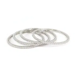 PRIVIU Set of 4 Rhodium-Plated American Diamond Bangle image 5