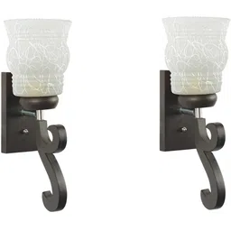 1ST TIME White & White Printed Wood Traditional Abstract Shaped Shaped Wall Lamp-picture-16