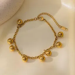 MYKI Stainless Steel Gold-Plated Charm Bracelet image 3