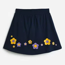 mackly Girls Floral Printed Slip-On A-Line Mini Skirt-image-2