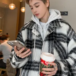 HERE&NOW Men Hooded Checked Casual Tailored Jacket image 2