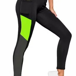 stylehub Solid, Color Block Women Green Tights image 3
