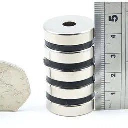 art ifact 5 Pieces of 25mm x 5mm with 5mm hole Neodymium Magnets - Ring Magnets - N52 Rare Earth NdfeB - Project Magnets Fridge Magnet, Multipurpose Office Magnets, Magnetic Paper Holder Pack of 5 image 3