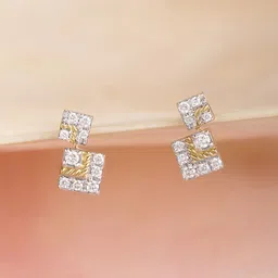 Mia by Tanishq Women 18K Twilight Square Gold & Diamond Stud Earrings - 1.78gm-picture-14