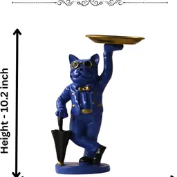 MISS PEACH Blue And Gold Toned Birds And Animals Matte Figurine Showpiece image 5