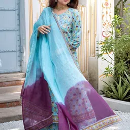 Aaghnya Women Printed Regular Kurta with Trousers & With Dupatta image 2