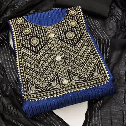 Maroosh Floral Embroidered Sequined Chanderi Cotton Unstitched Dress Material-picture-28