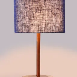 Devansh Blue Textured Wood Cylindrical Shaped Table Lamp image 5