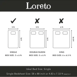 LORETO Grey Floral 210 TC Single Bedsheet with 1 Pillow Covers image 2