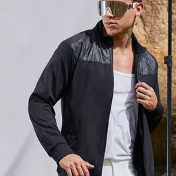 Campus Sutra Men Colourblocked Windcheater Biker Jacket-image-50