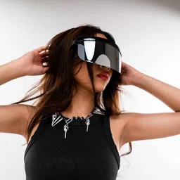 Project Shades Unisex Typhoon Visor Sunglasses With UV Protected Lens typ-2-sil image 2