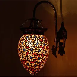 1ST TIME Multicoloured Printed Metal Traditional Rectangle Shaped Wall Lamp image 5