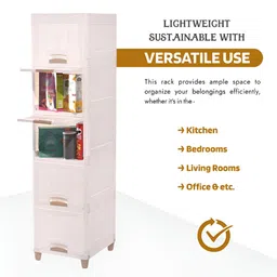 Aura White 10 Units Striped Multipurpose ( 5 + 5 ) Folding Cabinet Storage Organizers image 2