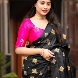 AMRUTKALA SAREES Ethnic Motifs Printed Banarasi Saree image 3