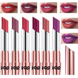 VOLO Set Of 6 Creme Matte Lipstick -3.5g Each - Peach-Plum-Pink-Magenta-Light Peach-Purple image 2