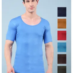 RKG Men Pack Of 7 Assorted Solid Cotton Round Neck Gym Vests-image-46