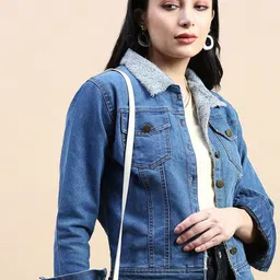 VOXATI Women Washed Denim Jacket with Embroidered image 2