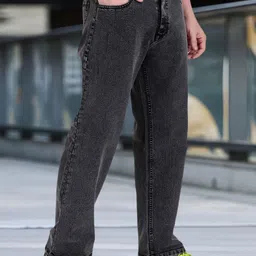 ANGERHOOD Men Low-Rise Baggy Fit Heavy Fade Jeans image 2