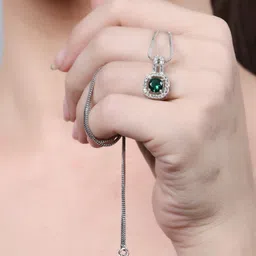 FASHION EMPIRE Silver-Plated Alloy Artificial Stones and Beads Pendant image 1