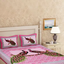 MILAAV Pink 144 TC Bedsheet with 2 Pillow Covers-picture-29