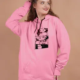 Lugo Women Graphic Printed Hooded Cotton Sweatshirt-image-2