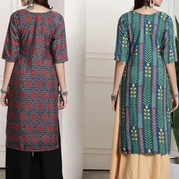 Ethnic basket Women Pack Of 2 Multicoloured Crepe Kurtas image 3