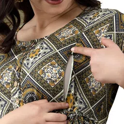 FEMARY Ethnic Motifs Print Maternity Maxi Dress image 2