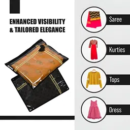 Aura Black & Gold Toned 6 Pieces Regular Bow -Printed Saree Storage Bags image 3