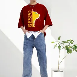 AUSK Men Printed Pure Cotton Raw Edge T-shirt image 3