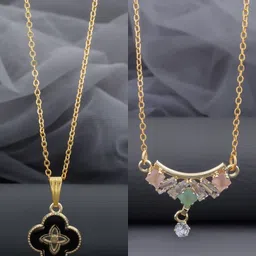 Birado Jewellery Set Of 2 Stainless Steel Gold-Plated Necklace-image-77