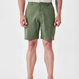 Snitch Men Solid Mid-Rise Cotton Above Knee Relaxed Fit Shorts-image-34