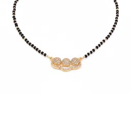 Opal Touch Gold-Plated Artificial Stones Studded And Beaded Mangalsutra image 3