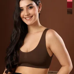 PAAVKI Pack Of 3 Full Self Design Full Coverage Sport Bra-image-94
