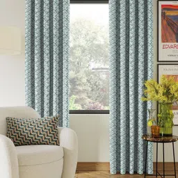 Nefertiti Home Sea Green & White 2 Pieces Abstract Printed Black Out Door Curtains-picture-14