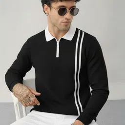 Try This Colourblocked Cotton Polo Collar T-Shirt-picture-28