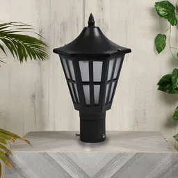 KINIS Black & White Modern Shaped Weatherproof & Rust-Resistant Outdoor Pole Lamp image 5