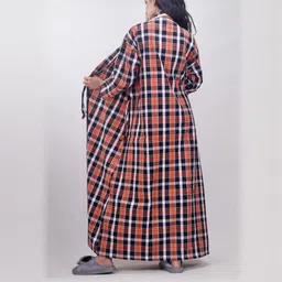 CLYMAA Orange Wool Blend Maxi Checked Nightdress image 3