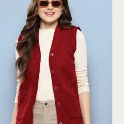 BAESD Women Self Design Woollen Cardigan-picture-12