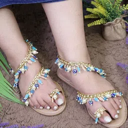 Tiptoes Women Embellished Party Open Toe Flats image 2