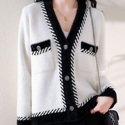 StyleCast Women Colourblocked V-Neck Cotton Cardigan-picture-2