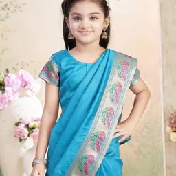 BAESD Girls Woven Design Zari Banarasi Saree image 4